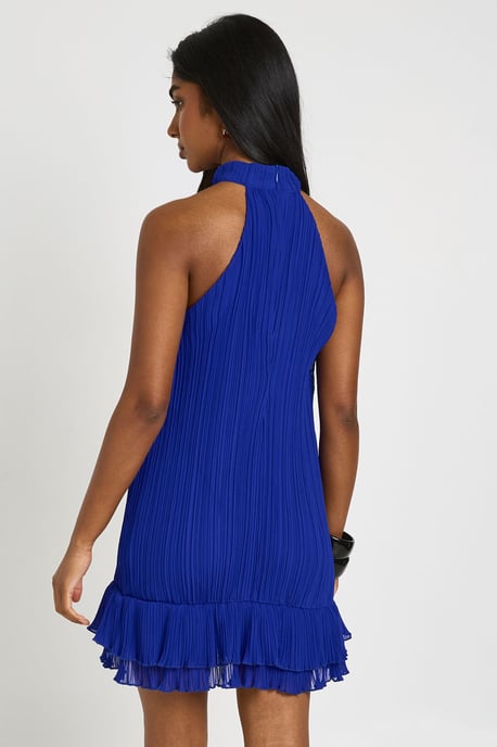 Plisse Double Ruffle Mini Dress - Image 2