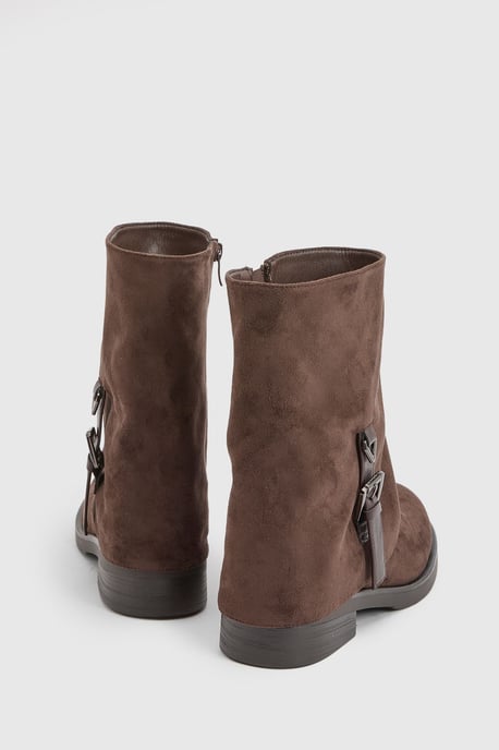 Buckle Detail Foldover Ankle Boots - Image 4
