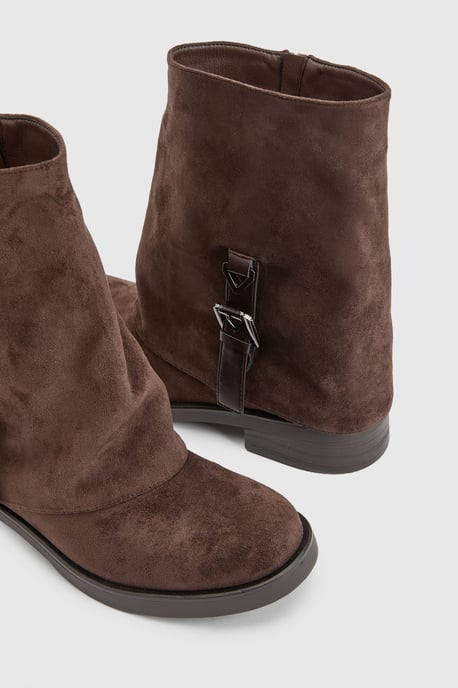 Buckle Detail Foldover Ankle Boots - Image 5