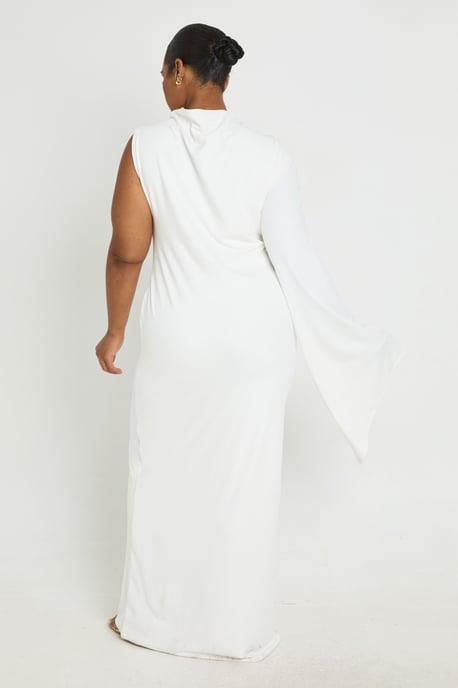 Plus Double Layer Asymmetric Trim Detail Maxi Drerss - Image 2