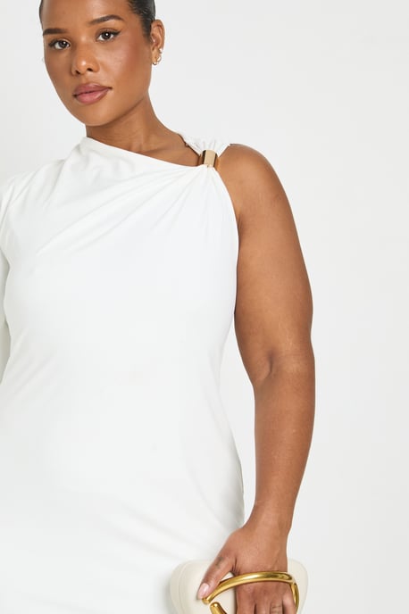 Plus Double Layer Asymmetric Trim Detail Maxi Drerss - Image 4