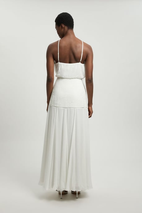 Viscose Georgette Drop Hem Woven Halter Neck Maxi Dress - Image 3
