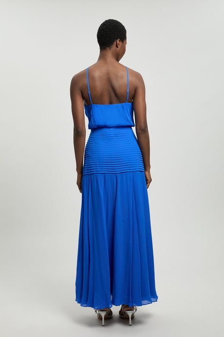 Viscose Georgette Drop Hem Woven Halter Neck Maxi Dress - Image 3