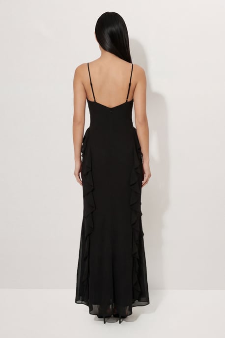 Ruffle Detail Open Back Maxi Dress - Image 3