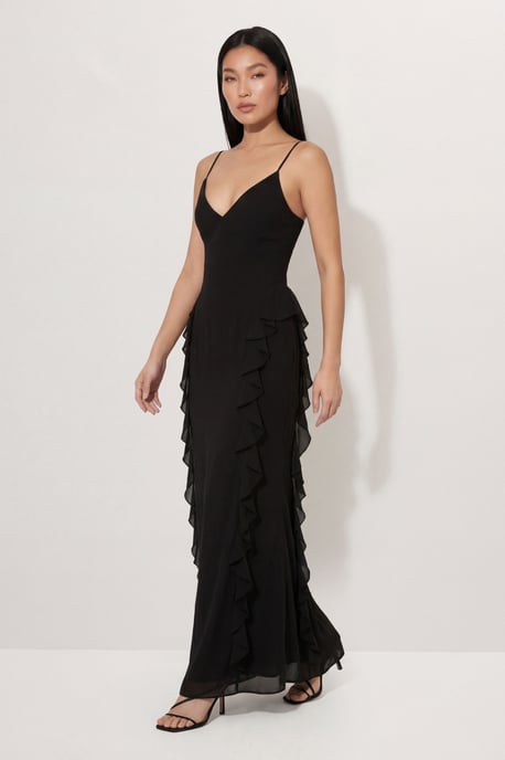 Ruffle Detail Open Back Maxi Dress - Image 4