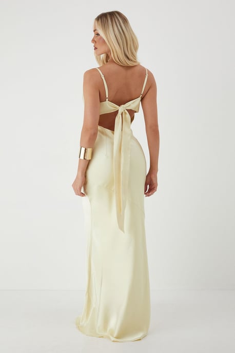Premium Satin Bow Back Bias Cut Bridesmaid Dress - Image 2