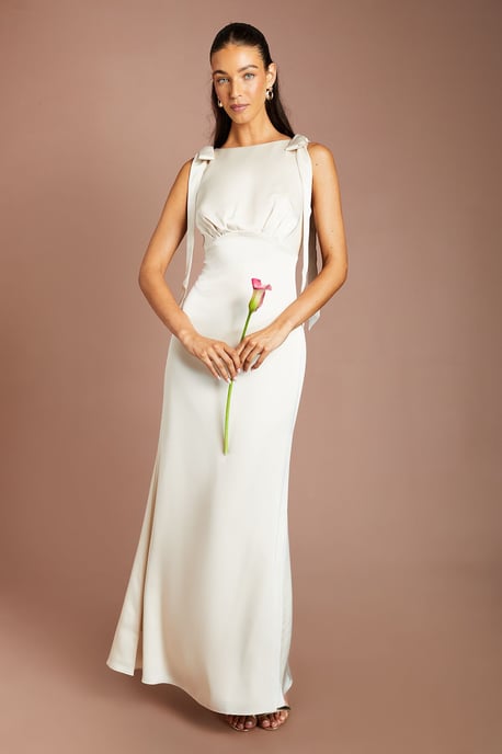 Coast Honoured Sleeveless High Neck Tie Shoulder Satin Maxi Bridesmaid Dress - Image 1
