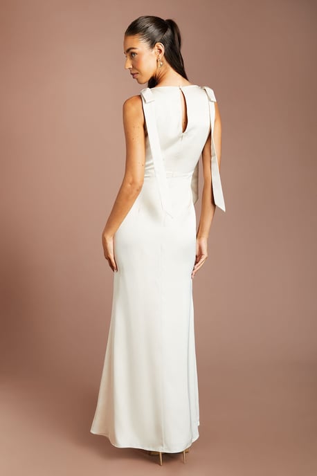 Coast Honoured Sleeveless High Neck Tie Shoulder Satin Maxi Bridesmaid Dress - Image 3