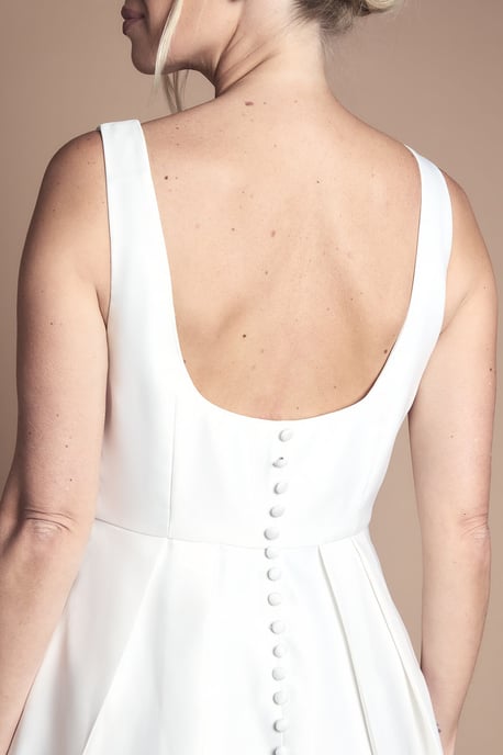 Petite Satin Pleat Bodice Full Skirt Wedding Dress - Image 5