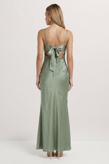 Premium Satin Bow Back Bias Cut Bridesmaid Dress - Image 2
