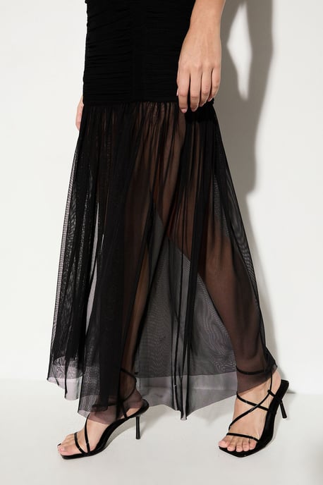 Open Back Mesh Ruched Maxi Dress - Image 4