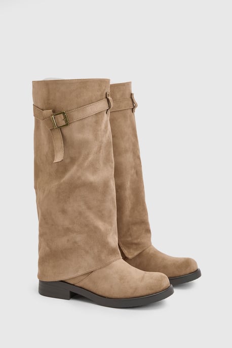 Buckle Detail Foldover Knee High Boots - Image 3
