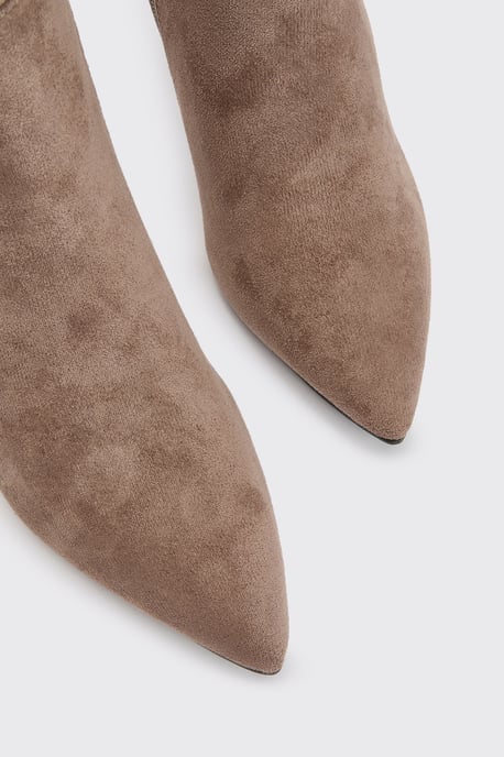 Wide Fit Faux Suede Knee High Block Heel Boots - Image 5
