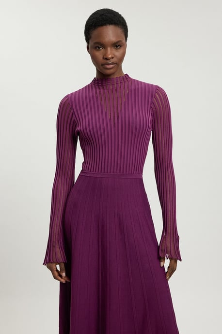 Viscose Blend Filament Knit Midi Dress - Image 3