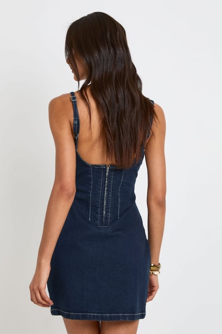 Tall Strappy Denim Mini Dress - Image 2