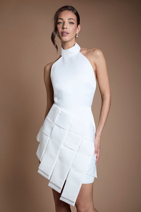 Satin Woven Bridal Mini Dress - Image 2