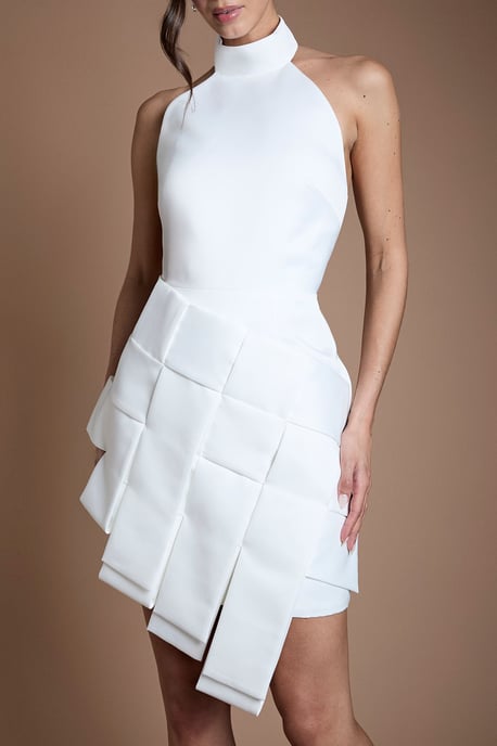 Satin Woven Bridal Mini Dress - Image 4
