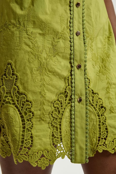 Cotton Cutwork Collared Woven Mini Dress - Image 4