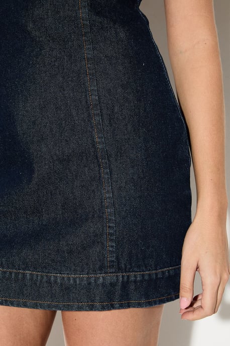 Strappy Panelled Denim Mini Dress - Image 4