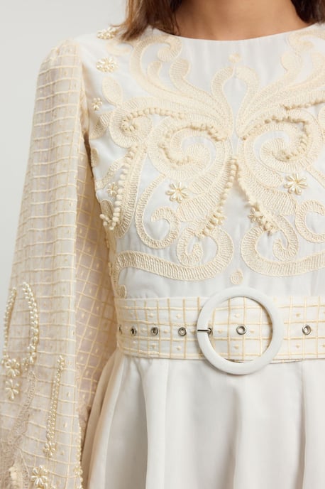 Bead Detail Belted Mini Dress - Image 2