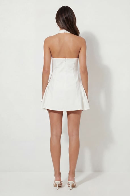 Pleated Detail Volume Hem Mini Dress - Image 3