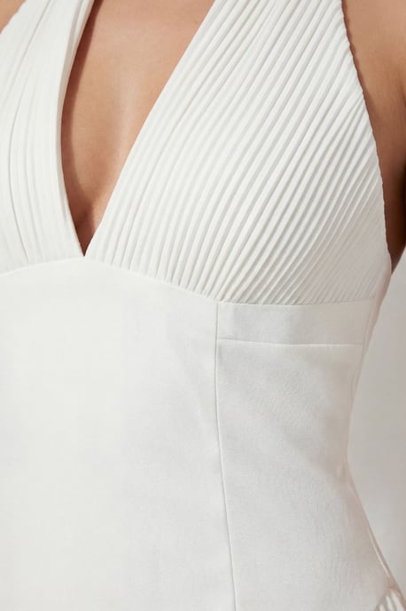 Pleated Detail Volume Hem Mini Dress - Image 4