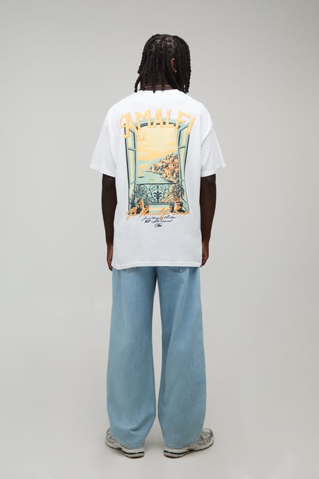 Oversized Man Script Amalfi Print T-Shirt - Image 2