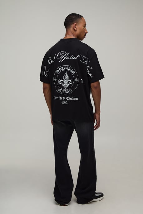 Black Oversized Emblem Over The Seams Print T-Shirt - Image 2