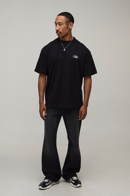 Black Oversized Emblem Over The Seams Print T-Shirt - Image 4