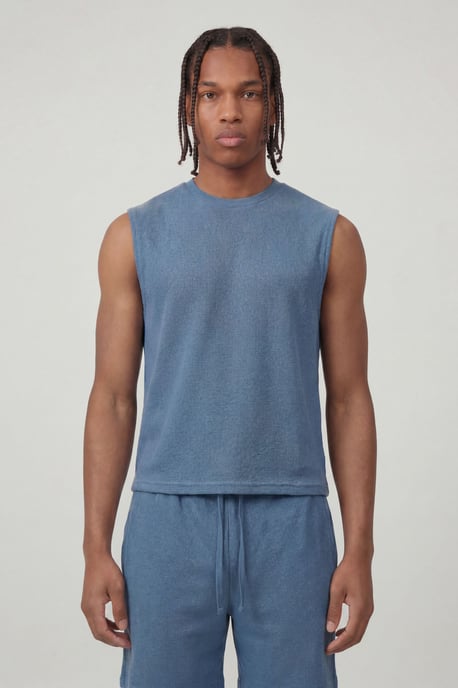Boxy Waffle Drop Shoulder Tank & Baggy Shorts Set - Image 3