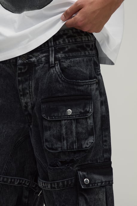 Parachute Extreme Washed Multi Cargo Ripped Shorts - Image 3