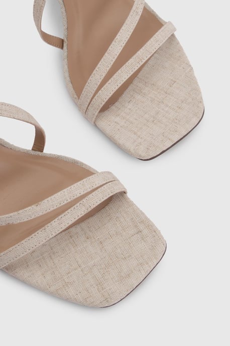 Linen Strappy Crossover High Heels - Image 5