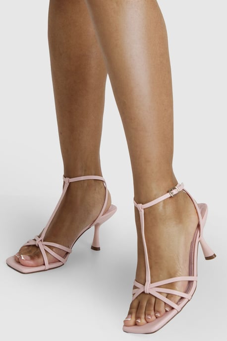 Wide Fit Knot Detail T Bar Strappy Heels - Image 1