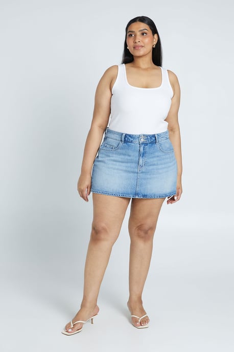 Plus Denim Mini Skort - Image 1