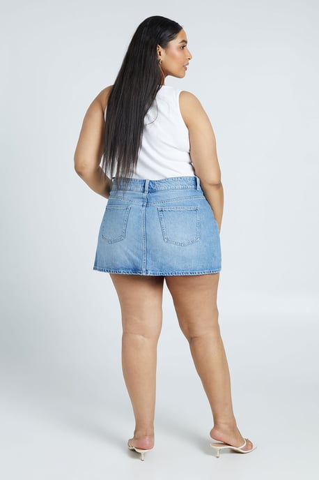 Plus Denim Mini Skort - Image 2