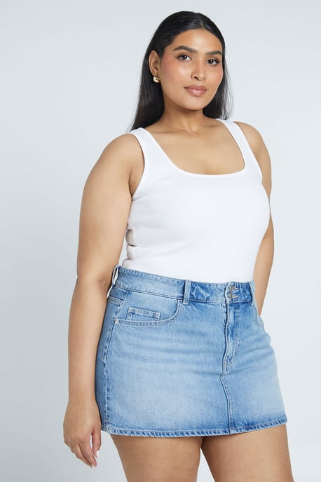 Plus Denim Mini Skort - Image 3