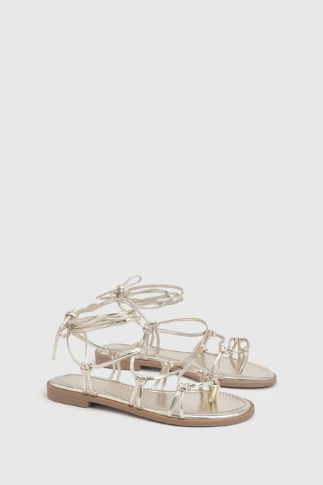 Wrap Around Metallic Gladiator Sandals - Image 3