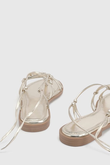 Wrap Around Metallic Gladiator Sandals - Image 4