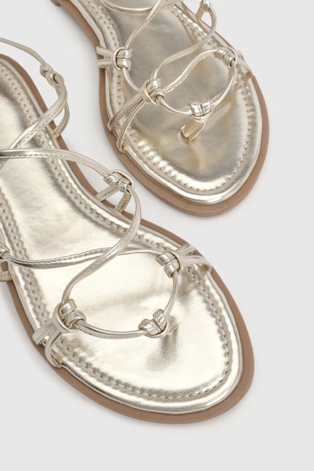 Wrap Around Metallic Gladiator Sandals - Image 5