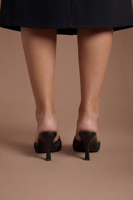 Abbie Faux Leather Polka Dot Medium Stiletto Heeled Mules - Image 2