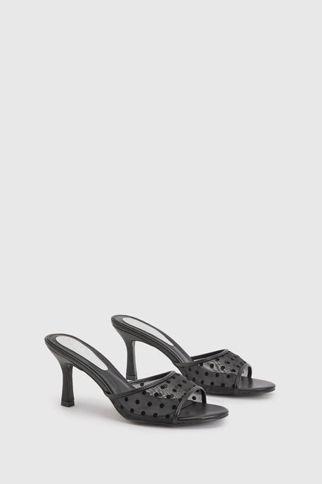 Abbie Faux Leather Polka Dot Medium Stiletto Heeled Mules - Image 3