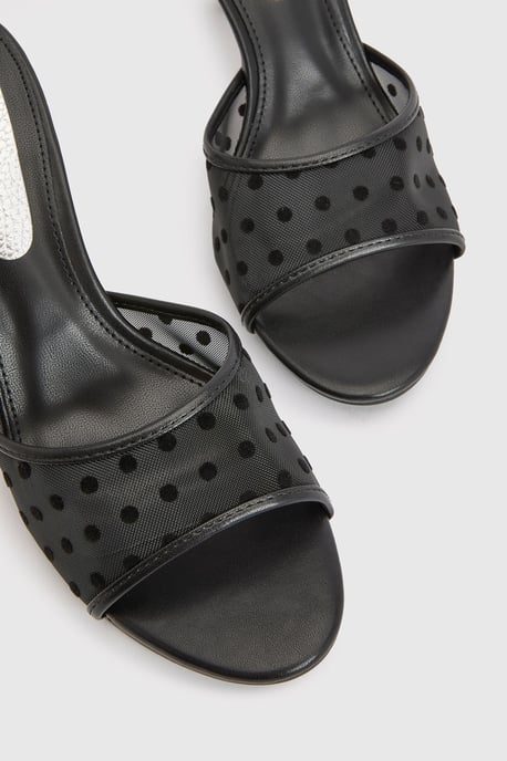Abbie Faux Leather Polka Dot Medium Stiletto Heeled Mules - Image 5