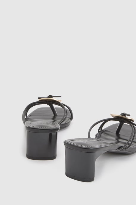 Strappy Hardware Detail Toe Post Mules - Image 4