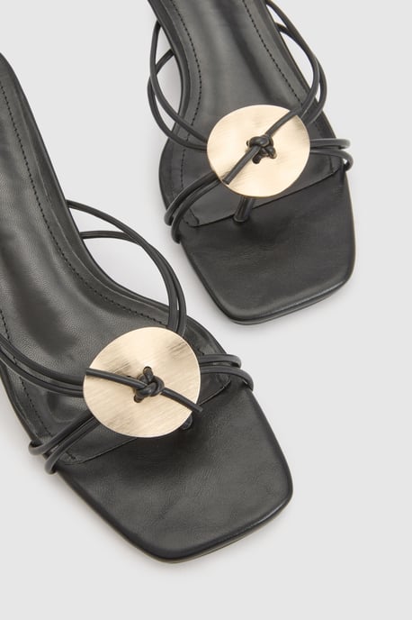 Strappy Hardware Detail Toe Post Mules - Image 5