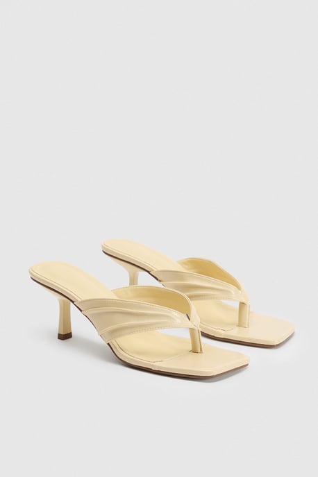 Wide Fit Ruched Toe Post Heeled Mules - Image 3