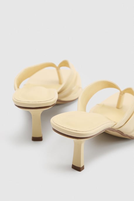 Wide Fit Ruched Toe Post Heeled Mules - Image 4
