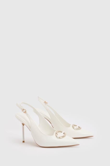 Hardware Detail Slingback High Stiletto Court Heels - Image 3