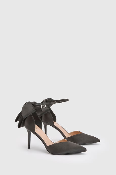 Kittie Satin Bow Pointed High Stiletto Heel Comfort Sock Court Shoes - Image 3