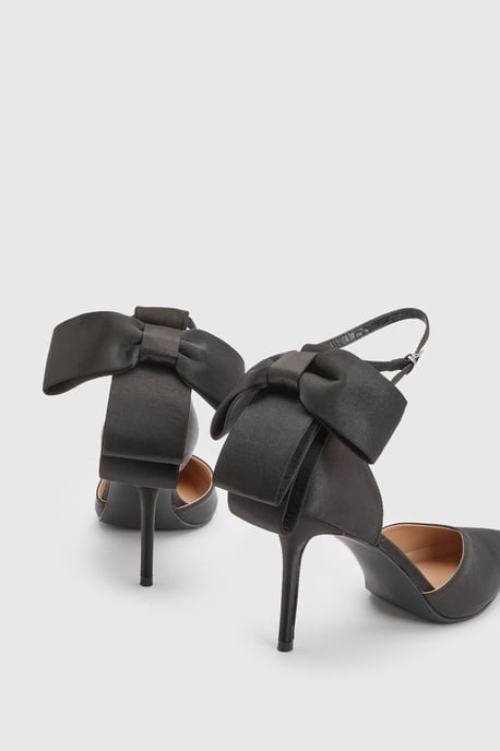 Kittie Satin Bow Pointed High Stiletto Heel Comfort Sock Court Shoes - Image 4