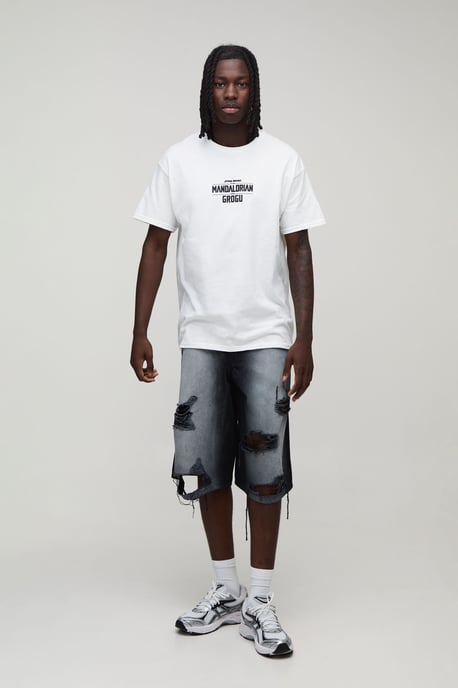 Fade Wash Extreme Distressed Longline Jorts - Image 4